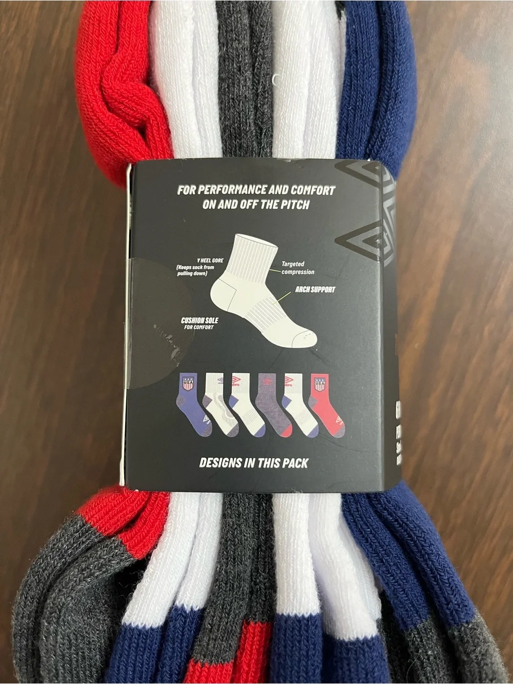 Umbro Tournament Edition USA Soccer Socks 6 Pairs Sz 6-12 New With Tags